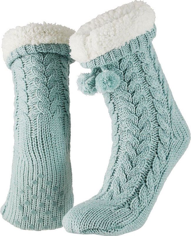 Apollo - Huissokken - Fashion Blauw - Glitter - Fluffy Sokken - Anti Slip