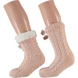 Apollo - Dames Huissokken - Glitter - Fashion Roze - Fluffy - Anti Slip