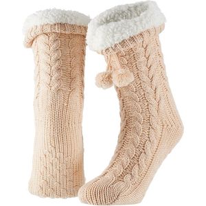 Apollo - Dames Huissokken - Glitter - Fashion Roze - Fluffy - Anti Slip