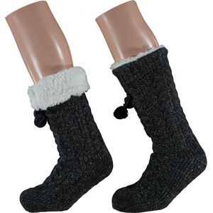 Apollo - Huissokken - Donker Grijs - 100% Polyester - Glitter Lurex