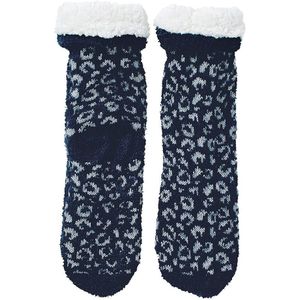 Dames huissok - Fake bont - Blauw