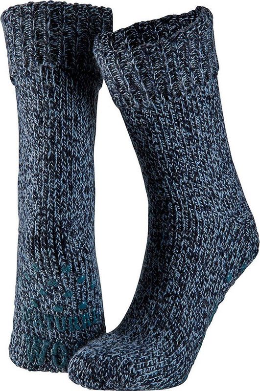 Wollen Huissokken - Blauw - 45% Wol - Antislip Onderkant