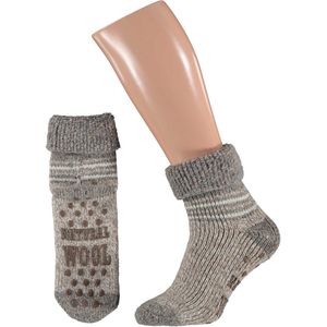 Wollen Huissokken - Beige - 45% Wol - Antislip