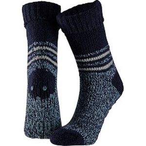 Apollo - Wollen Huissokken - Donker Blauw - Fluffy Sokken - Anti Slip