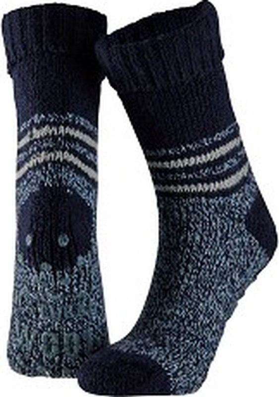 Apollo - Wollen Sokken - Donker Blauw - Fluffy - Antislip - 1 x Paar