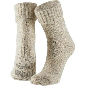 Apollo - Wollen sokken dames - Huisokken dames - Beige - Maat 35/38 - Huissok met anti slip - Fluffy sokken - Slofsokken - Warme sokken - Winter sokken