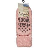 Morethansocks - Wollen Huissokken - Licht Roze - Dames - Fluffy Sokken - Met Anti Slip