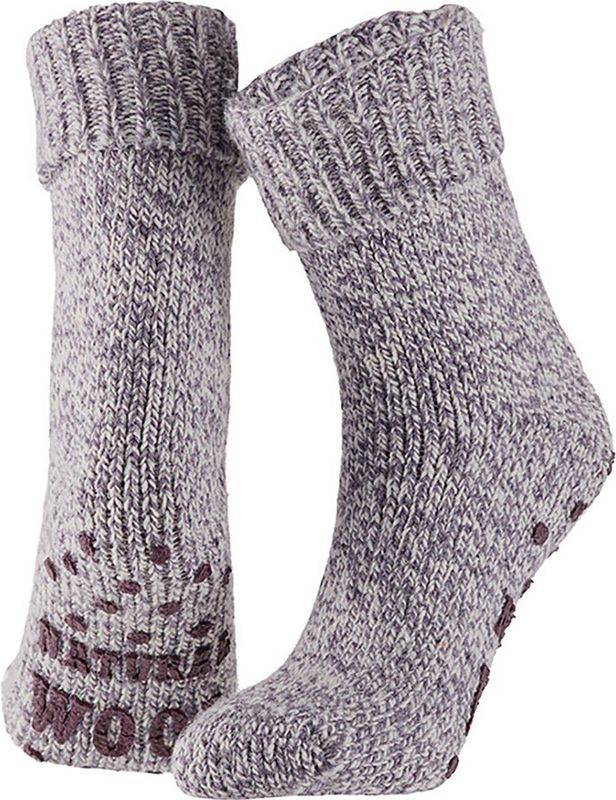 Morethansocks - Wollen Sokken Dames - Huisokken - Fashion Paars - Fluffy - Warme