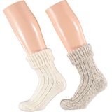 Apollo - Wollen Sokken Dames - Huissokken - Beige - 2-Pak
