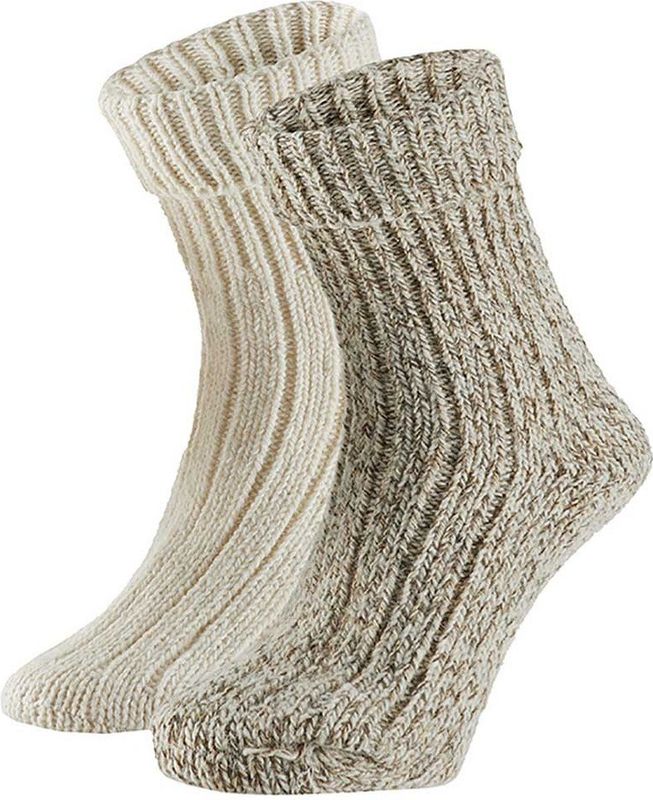 Apollo - Wollen Sokken Dames - Huissokken - Beige - 2-Pak