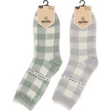 Bedsokken - Groen/Beige - 2-Pak - Dames