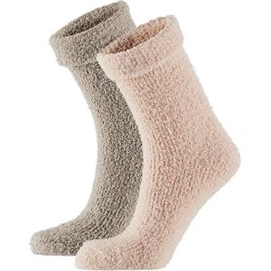 Apollo - Bedsokken dames - Roze/Bruin - One Size - Slaapsokken - Warme sokken dames - Winter sokken - Fluffy sokken