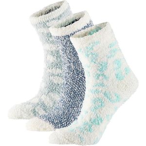 Apollo - Bedsokken - Blauw - 3-Pak - Fluffy Sokken - Warme Sokken