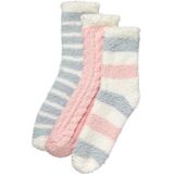 Apollo - Bedsokken - Roze-Grijs - 3-Pak - Dames - Fluffy Sokken - Warme Sokken