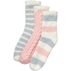 Apollo-Sokken | Bedsokken dames | Roze|Grijs | 3-Pak | One Size | Slaapsokken | Fluffy sokken | Warme sokken