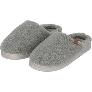 Pantoffels heren teddy wol grijs