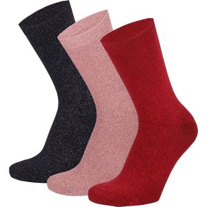 Apollo - Fashion Damessokken - Rood/Blauw - 6-Pak