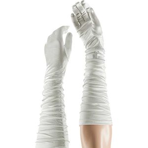 Satijnen handschoenen gerimpeld wit one size
