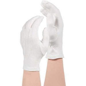 PFLYPF 3 paar smokinghandschoenen, witte labelhandschoenen met gespen, zweetbestendige nylon handschoenen, kostuumhandschoenen, accessoires voor avondgarderobe, cosplay, sieradeninspectie, wit
