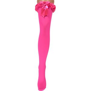 Dames fantasy panty stay up fluor rose