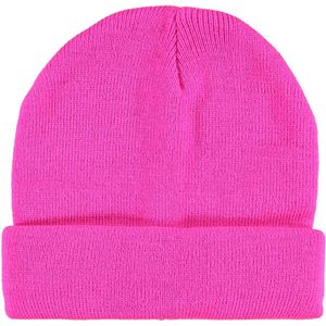 Apollo - Feest beanie fluor rose - One size - Muts heren - Muts dames - Carnavalsmuts - Warme muts - Neon muts - Gekleurde muts - Beanie dames - Beanie muts heren