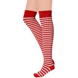 Apollo - Over Knikousen met Strepen - Rood-Wit - Katoen/Polyester/Elastaan - 1x Paar