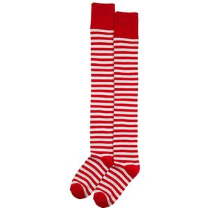 Apollo - Over Knikousen met Strepen - Rood-Wit - Katoen/Polyester/Elastaan - 1x Paar