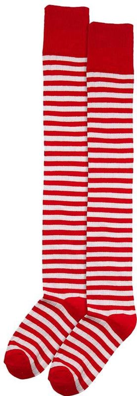 Apollo - Over Knikousen met Strepen - Rood-Wit - Katoen/Polyester/Elastaan - 1x Paar