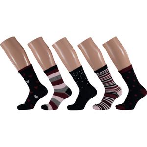 Apollo - Kindersokken - Zwart/Rood - 5-pack - Huissokken