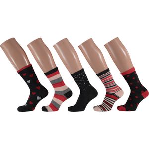 Apollo - Kindersokken - Grijs/Rood - 5-Pak