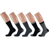 Apollo - Kindersokken - Navy Blauw - Casual Print - Multipack van 5 Paar