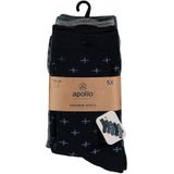 Apollo - Kindersokken - Navy Blauw - Casual Print - Multipack van 5 Paar