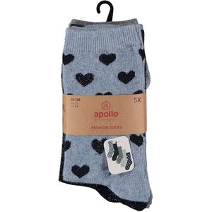 Apollo - Kindersokken - Navy Blauw - 5-Pak - Casual
