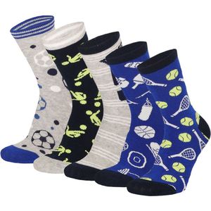 Apollo - Kindersokken Sport - Blauw/Grijs - Multipack
