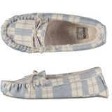 Sloffen dames moccassin vilt look met ruitmotief