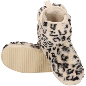 Apollo - Hoge Dames Sloffen - Beige - Fake Fur - Dierenprint