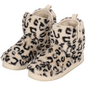 Apollo - Hoge Sloffen - Dierenprint - Beige - Fake Fur