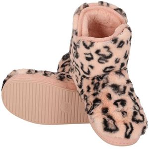 Apollo - Hoge Dames Sloffen - Beige - Fake Fur - Dierenprint