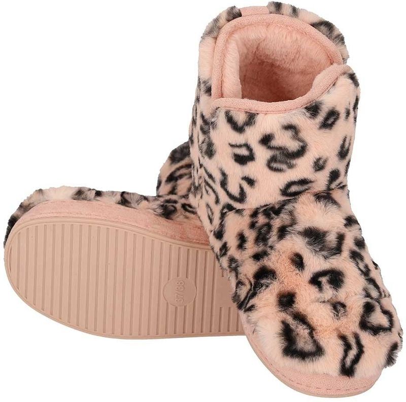 Apollo - Hoge Dames Sloffen - Beige - Fake Fur - Dierenprint