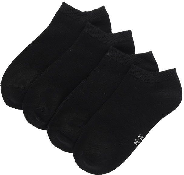 Apollo - Bamboe Sneakersokken - Zwart - 4 Pak - Kindersokken