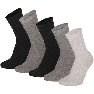 Apollo - katoenen kindersokken basic - 5-Pak - Grijs - Maat 35/38 - Kindersokken jongens - Kindersokken meisjes - Kindersokken