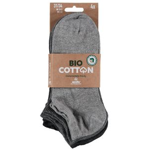 Apollo - Sneakersokken - Grijs - Biologisch Katoen - 4-Pak