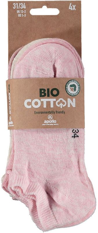 Apollo - Sneakersokken - Roze - Biologisch Katoen - 4-Pak