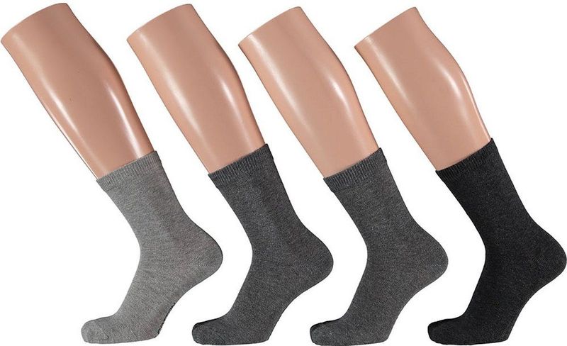 Apollo Kindersokken basic Bio Katoen Grijs 4 Pak/26 Kindersokken Kindersokken multipack