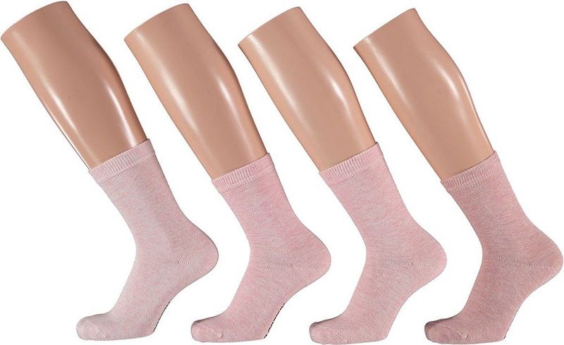 Apollo Kindersokken basic Bio Katoen Roze 4 Pak/26 Kindersokken Kindersokken multipack