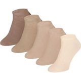 Apollo - Heren sneakersokken - Beige - 5-Pak -Maat 41/46 - Enkelsokken heren - Sneakersokken heren 43 46 - Sneakersokken heren