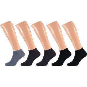 Apollo - Heren sneakersokken - Navy Blauw - 5-Pak - Maat 41/46 - Enkelsokken heren - Sneakersokken heren 43 46 - Sneakersokken heren