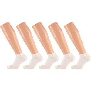 Apollo - Dames Sneakersokken - Wit - 5-Pak - 75% Katoen - 22% Polyester