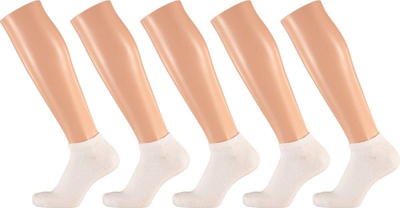 Apollo - Dames Sneakersokken - Wit - 5-Pak - 75% Katoen - 22% Polyester