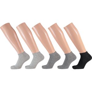 Apollo - Sneakersokken - Grijs - 5-Pak - 75% Katoen - 22% Polyester - 3% Elastaan
